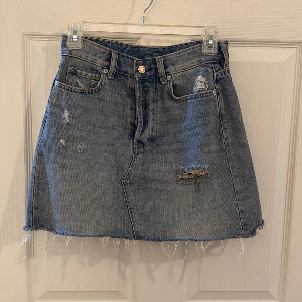 Cute &Denim Distressed Denim Jean Mini Skirt Size 2
